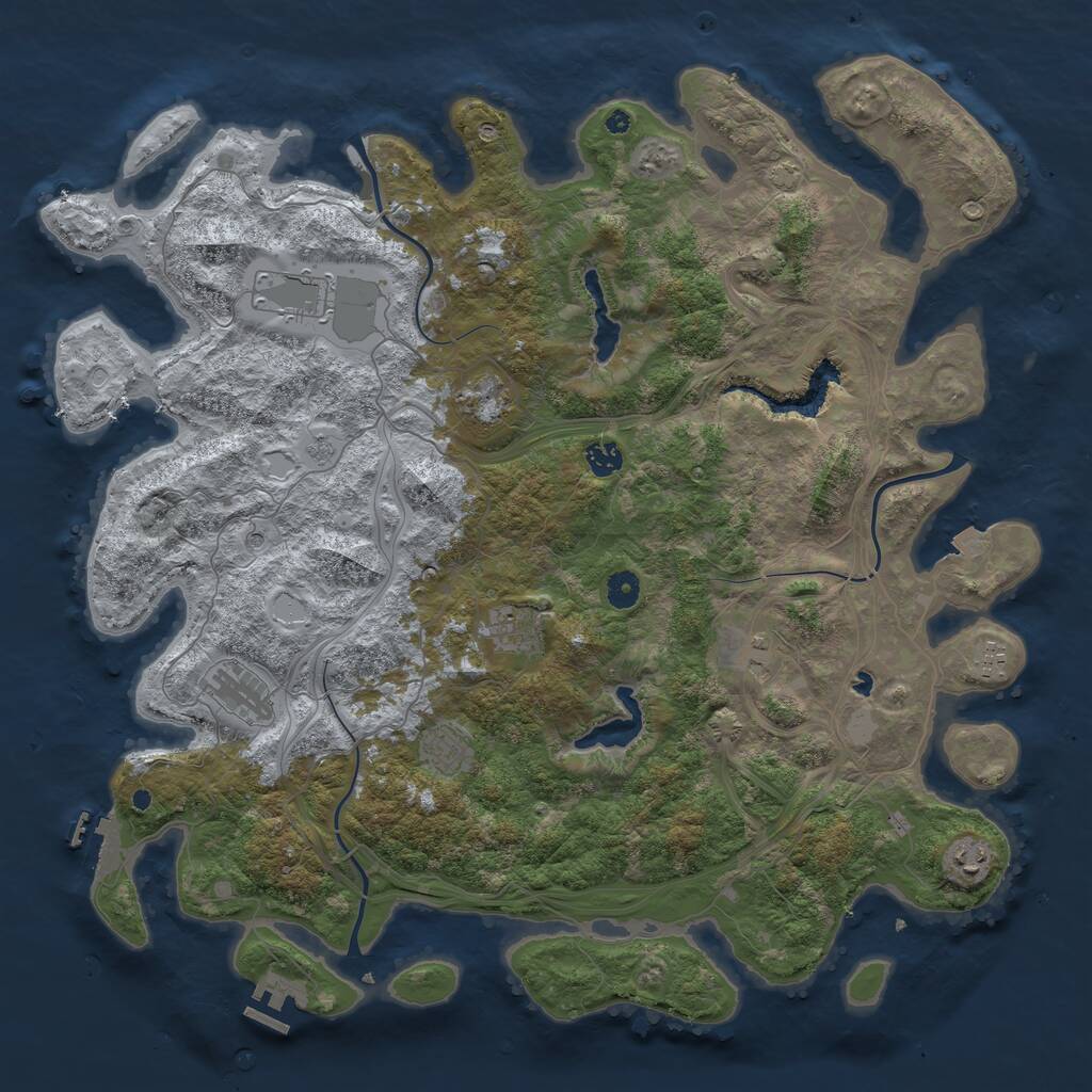 Rust Map: Procedural Map, Size: 4600, Seed: 6847, 15 Monuments