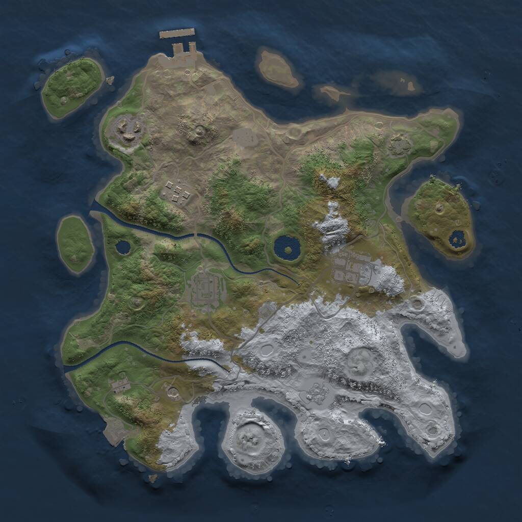 Rust Map: Procedural Map, Size: 3000, Seed: 812847121, 9 Monuments