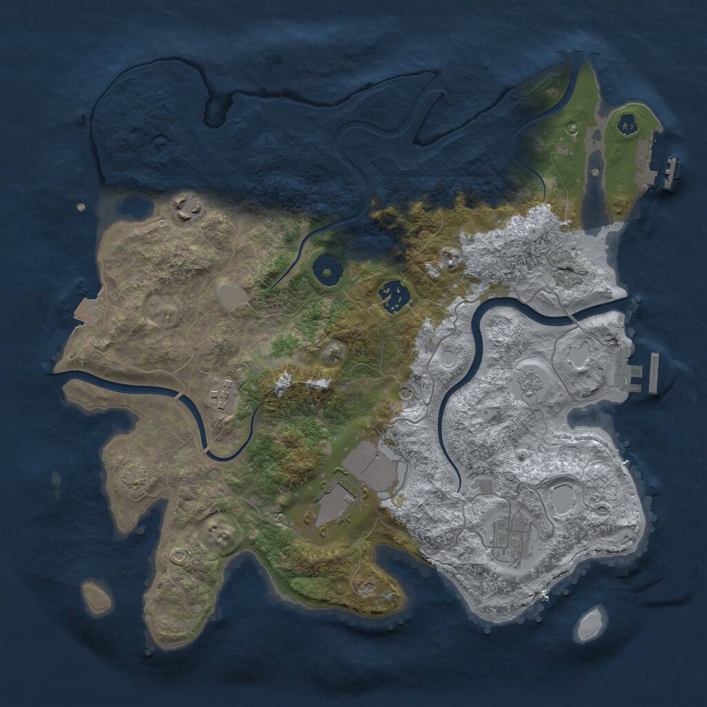 Rust Map: Procedural Map, Size: 3500, Seed: 458364024, 11 Monuments