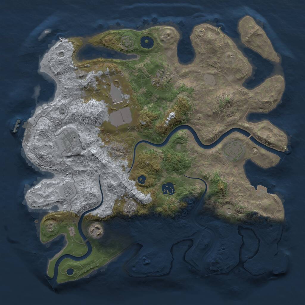 Rust Map: Procedural Map, Size: 3500, Seed: 2092865547, 13 Monuments