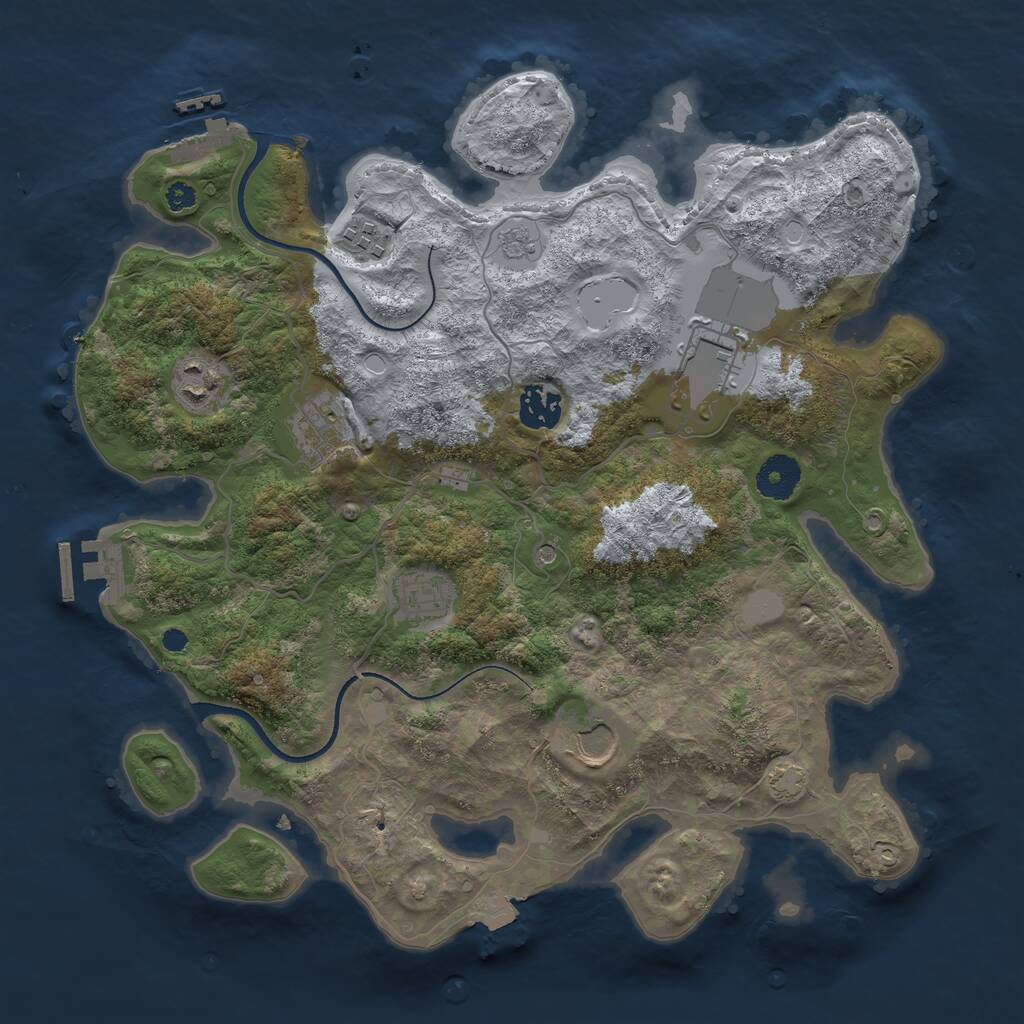 Rust Map: Procedural Map, Size: 3500, Seed: 81542475, 13 Monuments