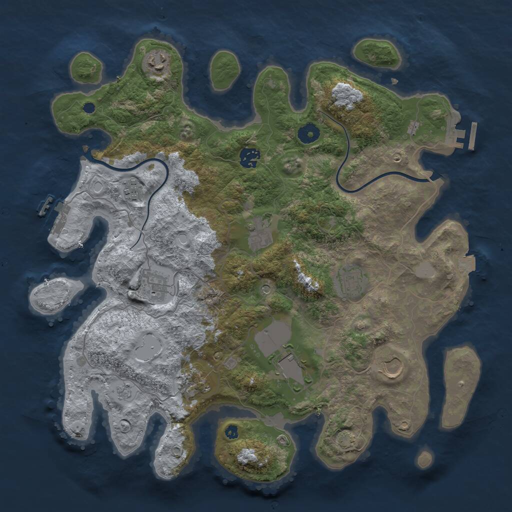 Rust Map: Procedural Map, Size: 3700, Seed: 2105099530, 15 Monuments