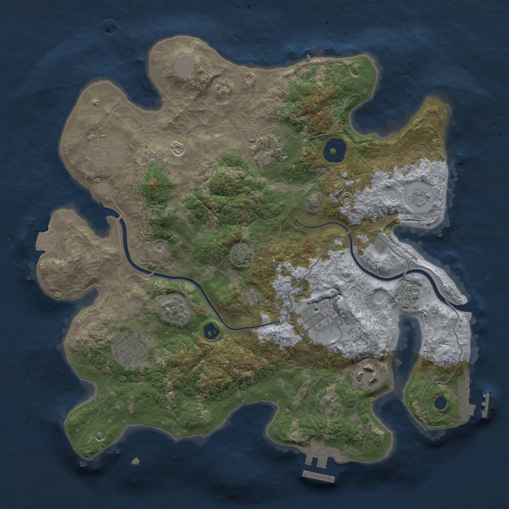 Rust Map: Procedural Map, Size: 3200, Seed: 45887980, 12 Monuments