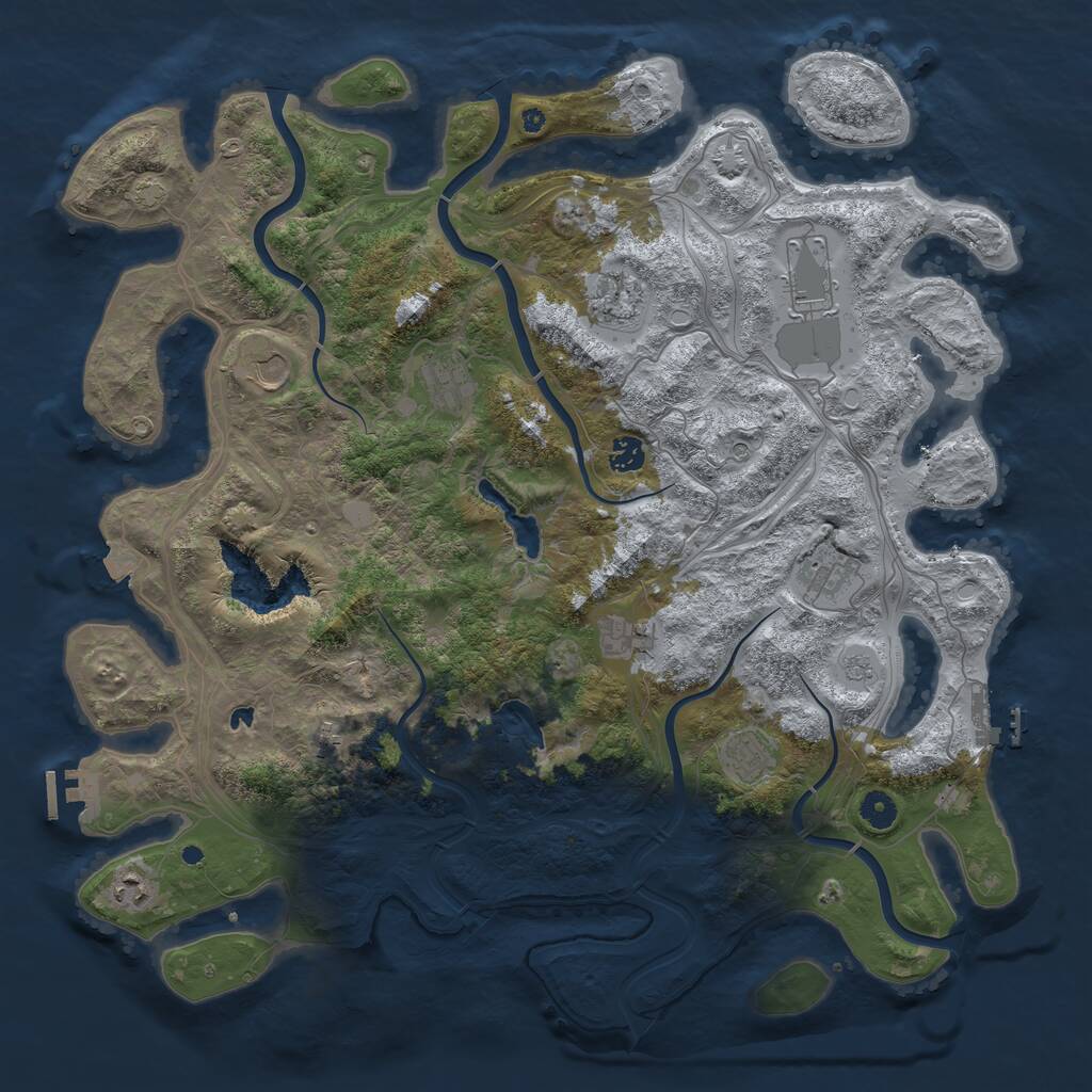 Rust Map: Procedural Map, Size: 4500, Seed: 1106102461, 16 Monuments