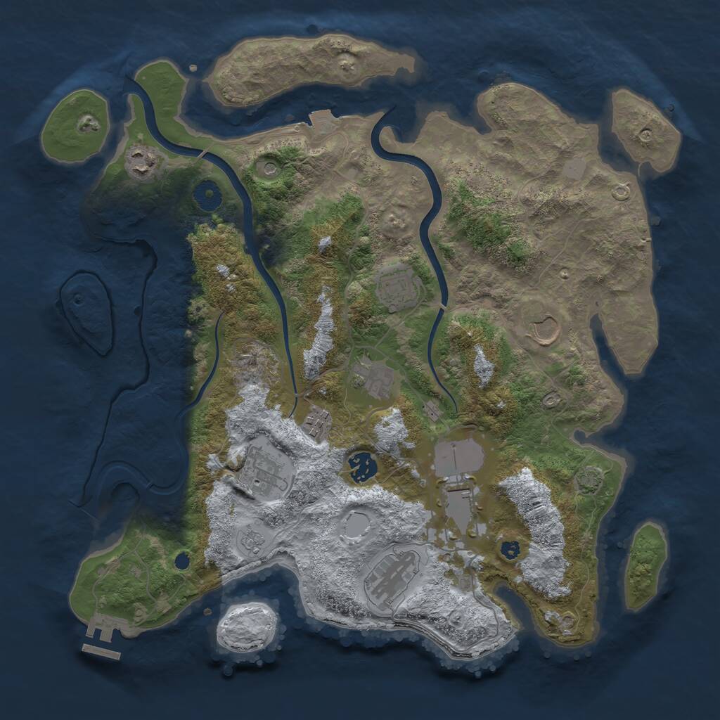 Rust Map: Procedural Map, Size: 3750, Seed: 185213567, 14 Monuments