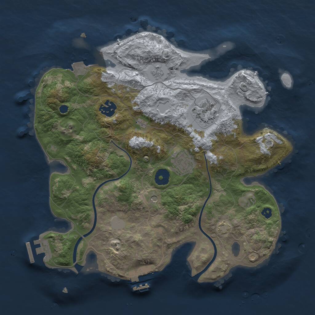 Rust Map: Procedural Map, Size: 3000, Seed: 1491497981, 9 Monuments