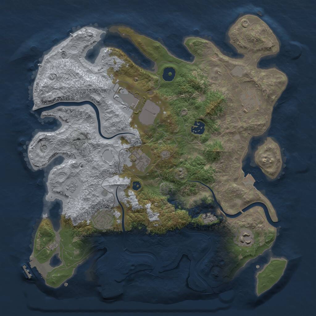 Rust Map: Procedural Map, Size: 3500, Seed: 512061386, 13 Monuments