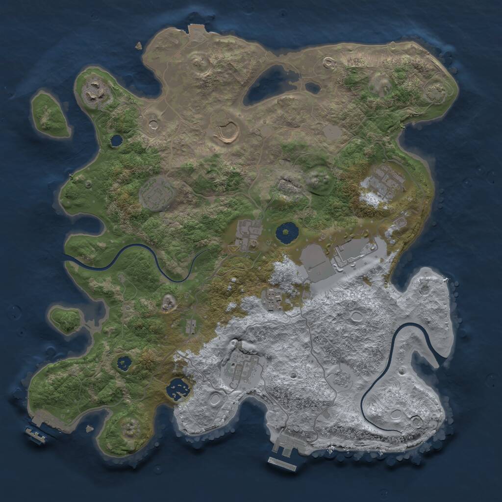 Rust Map: Procedural Map, Size: 3500, Seed: 110102251, 15 Monuments