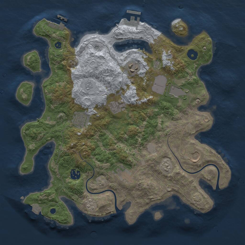 Rust Map: Procedural Map, Size: 3500, Seed: 437960396, 14 Monuments