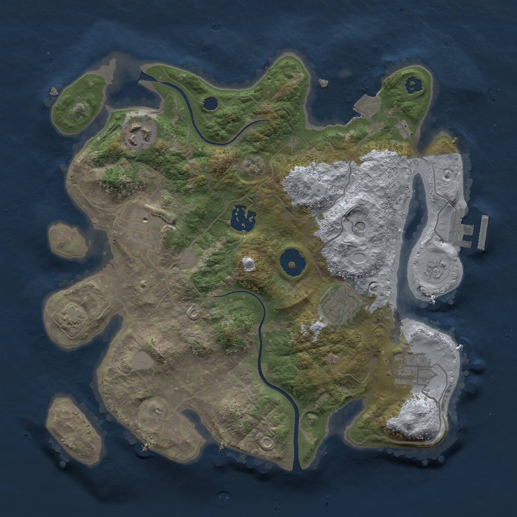 Rust Map: Procedural Map, Size: 3000, Seed: 1824244156, 10 Monuments