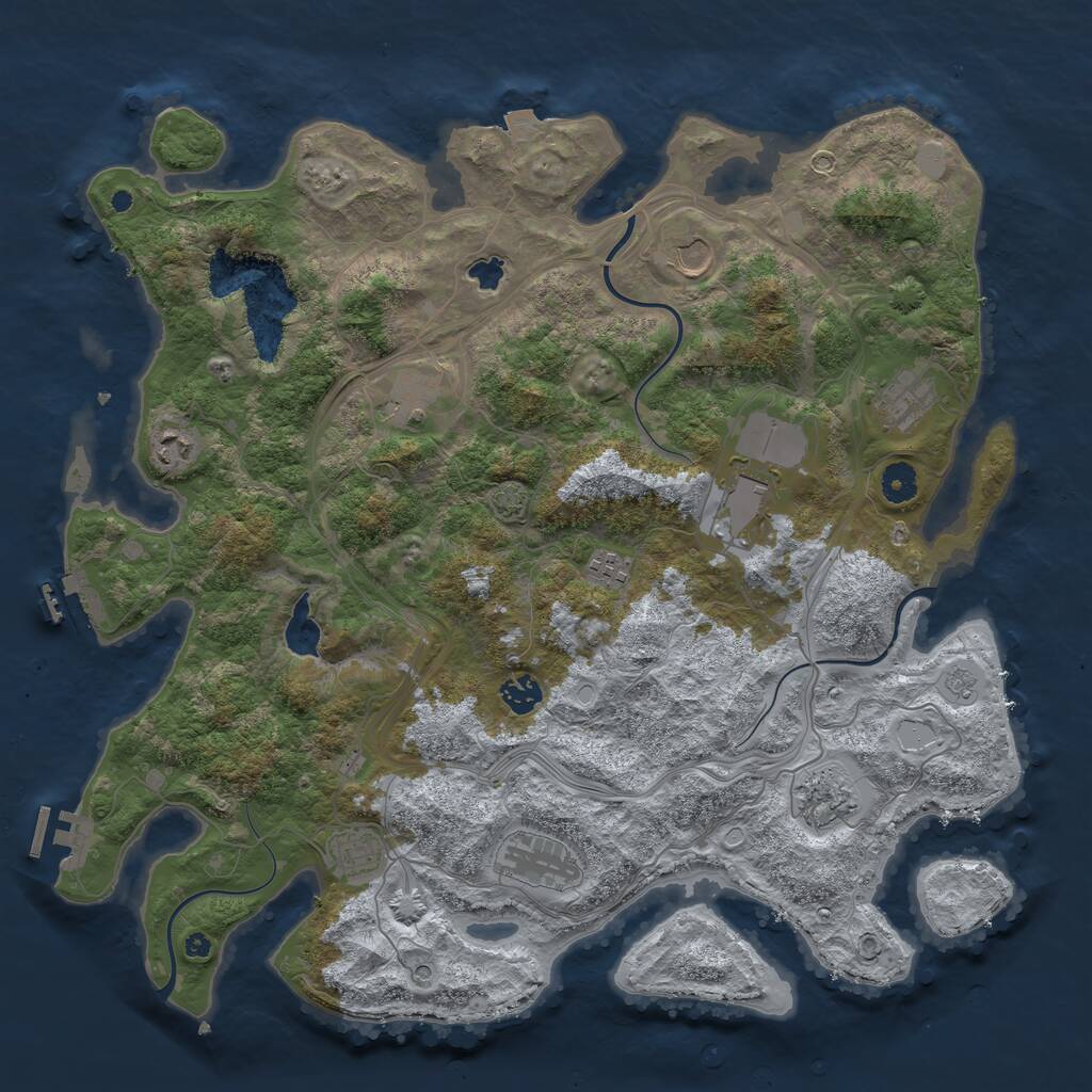 Rust Map: Procedural Map, Size: 4250, Seed: 1111369265, 16 Monuments