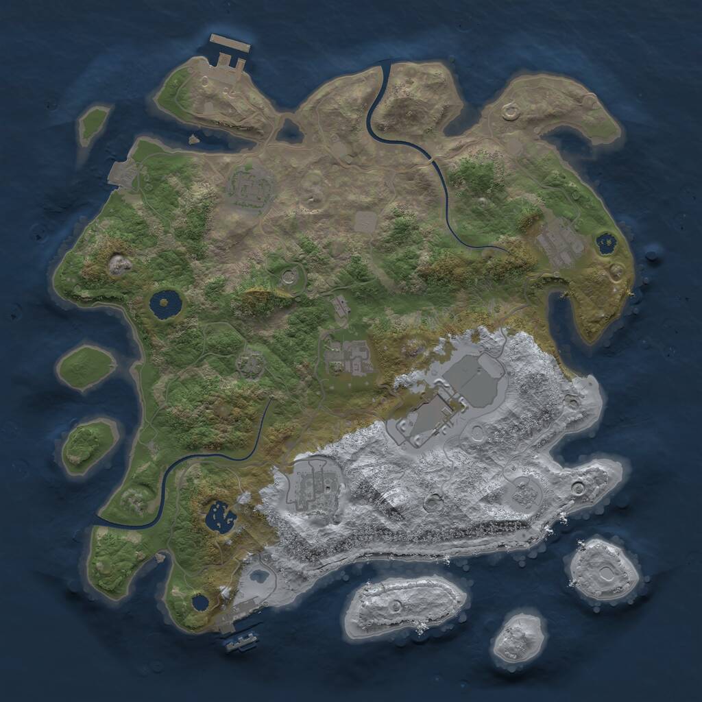 Rust Map: Procedural Map, Size: 3500, Seed: 1767421863, 12 Monuments