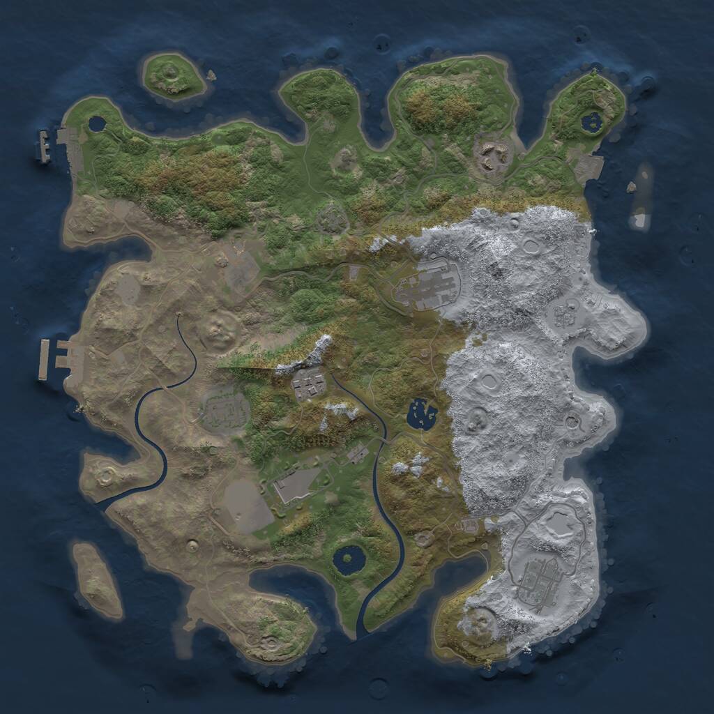 Rust Map: Procedural Map, Size: 3500, Seed: 514215760, 14 Monuments