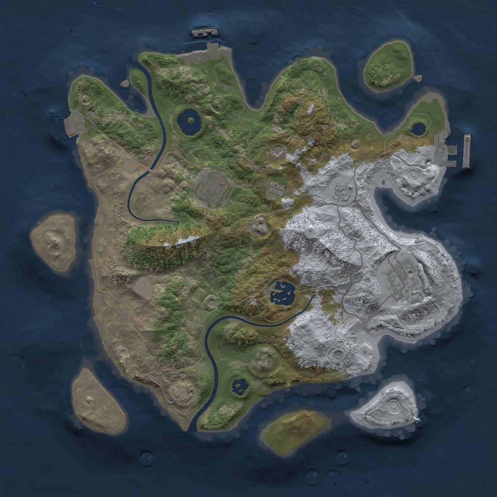 Rust Map: Procedural Map, Size: 3000, Seed: 1262865437, 9 Monuments