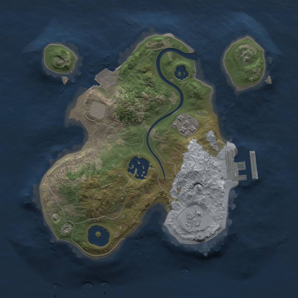 Rust Map: Procedural Map, Size: 2100, Seed: 75193, 5 Monuments