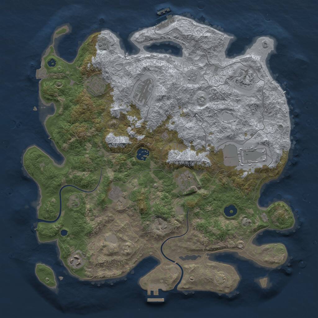 Rust Map: Procedural Map, Size: 3850, Seed: 28141112, 15 Monuments