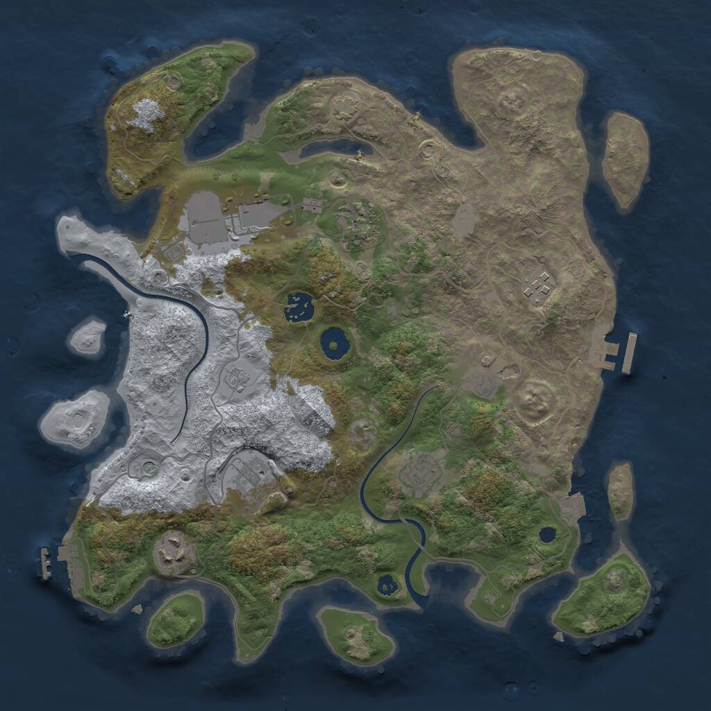 Rust Map: Procedural Map, Size: 3500, Seed: 128337, 14 Monuments