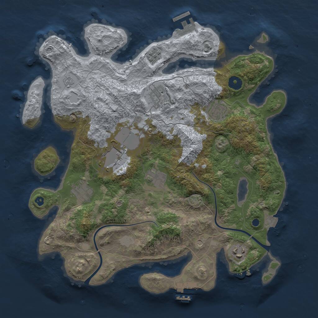 Rust Map: Procedural Map, Size: 3500, Seed: 407683311, 13 Monuments