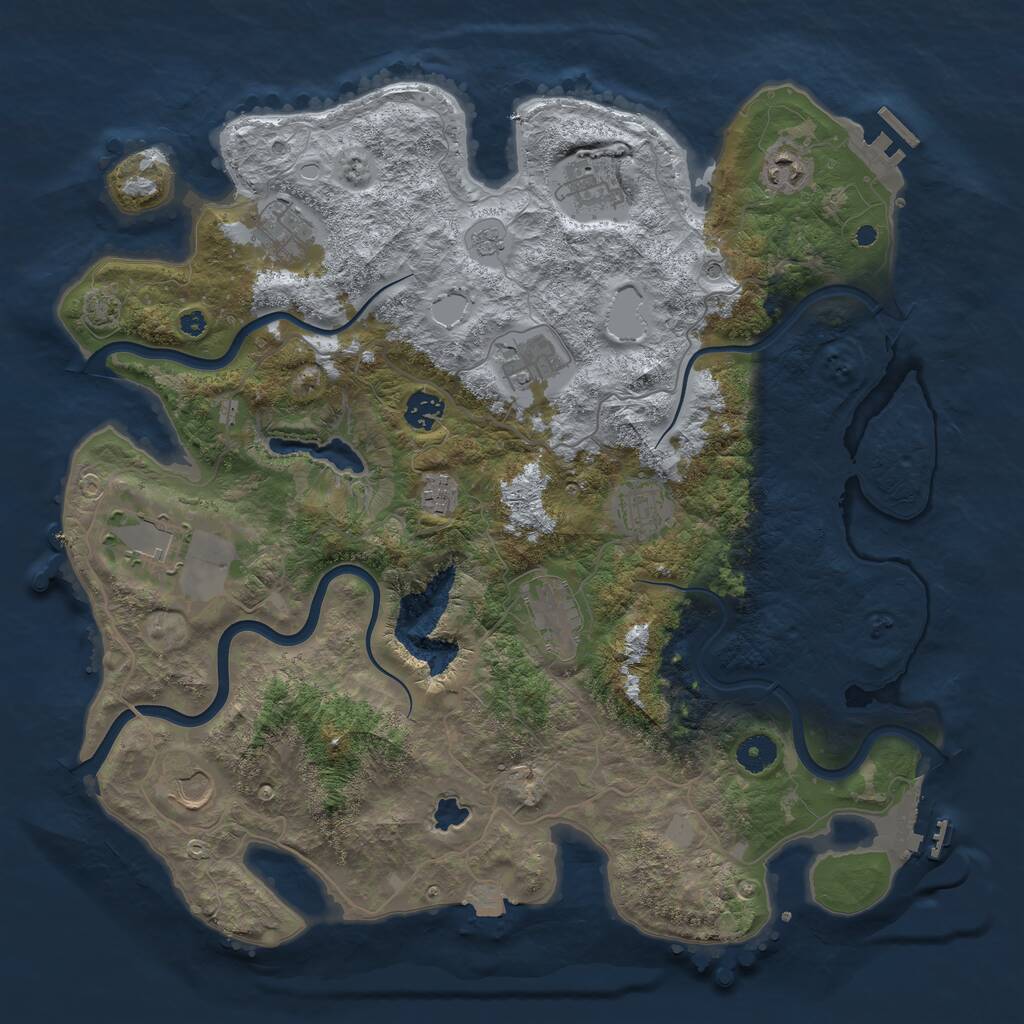 Rust Map: Procedural Map, Size: 4050, Seed: 1194229538, 16 Monuments