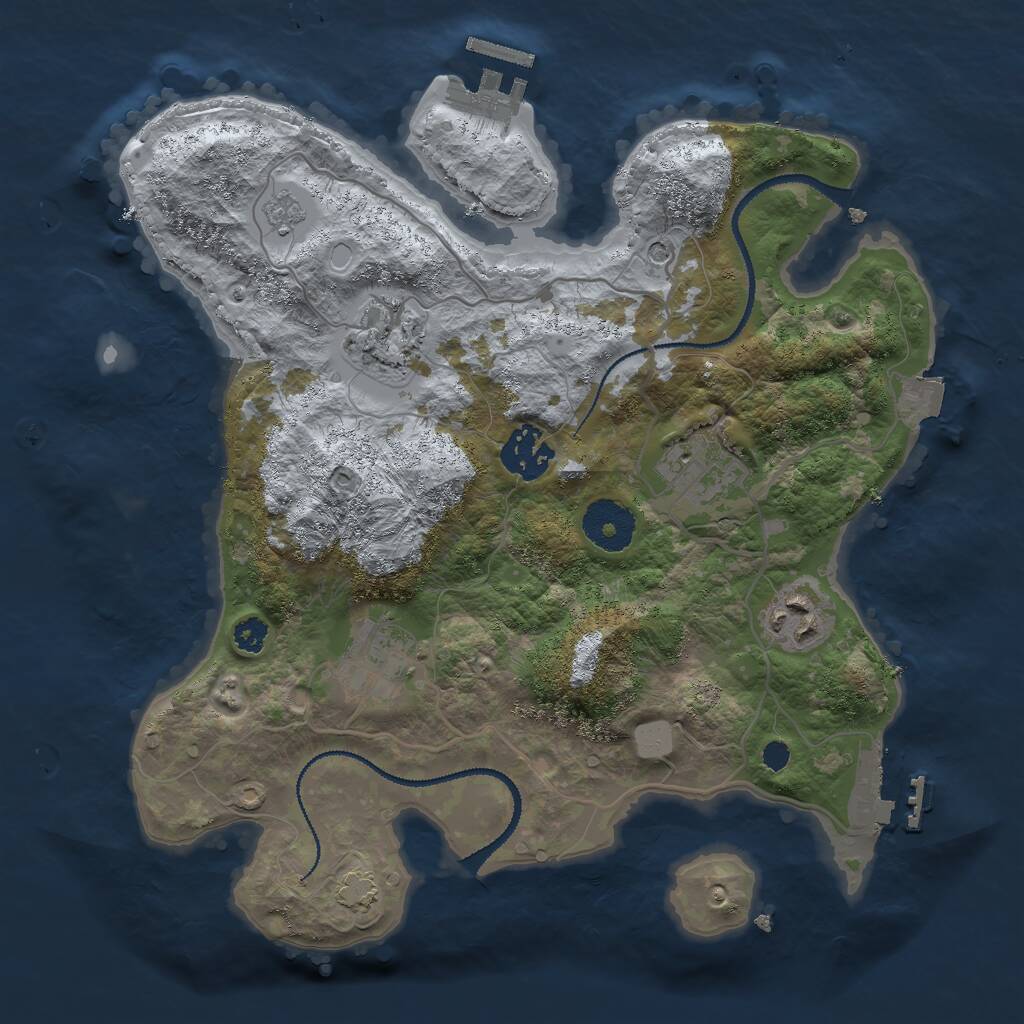 Rust Map: Procedural Map, Size: 3000, Seed: 1957614912, 11 Monuments