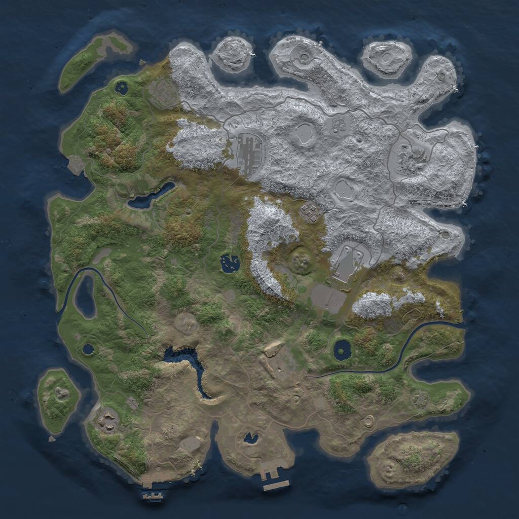 Rust Map: Procedural Map, Size: 4000, Seed: 1028449103, 14 Monuments