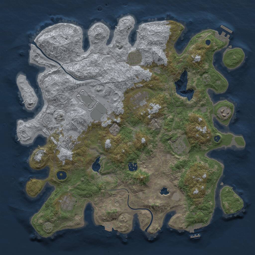 Rust Map: Procedural Map, Size: 4000, Seed: 3123456, 15 Monuments