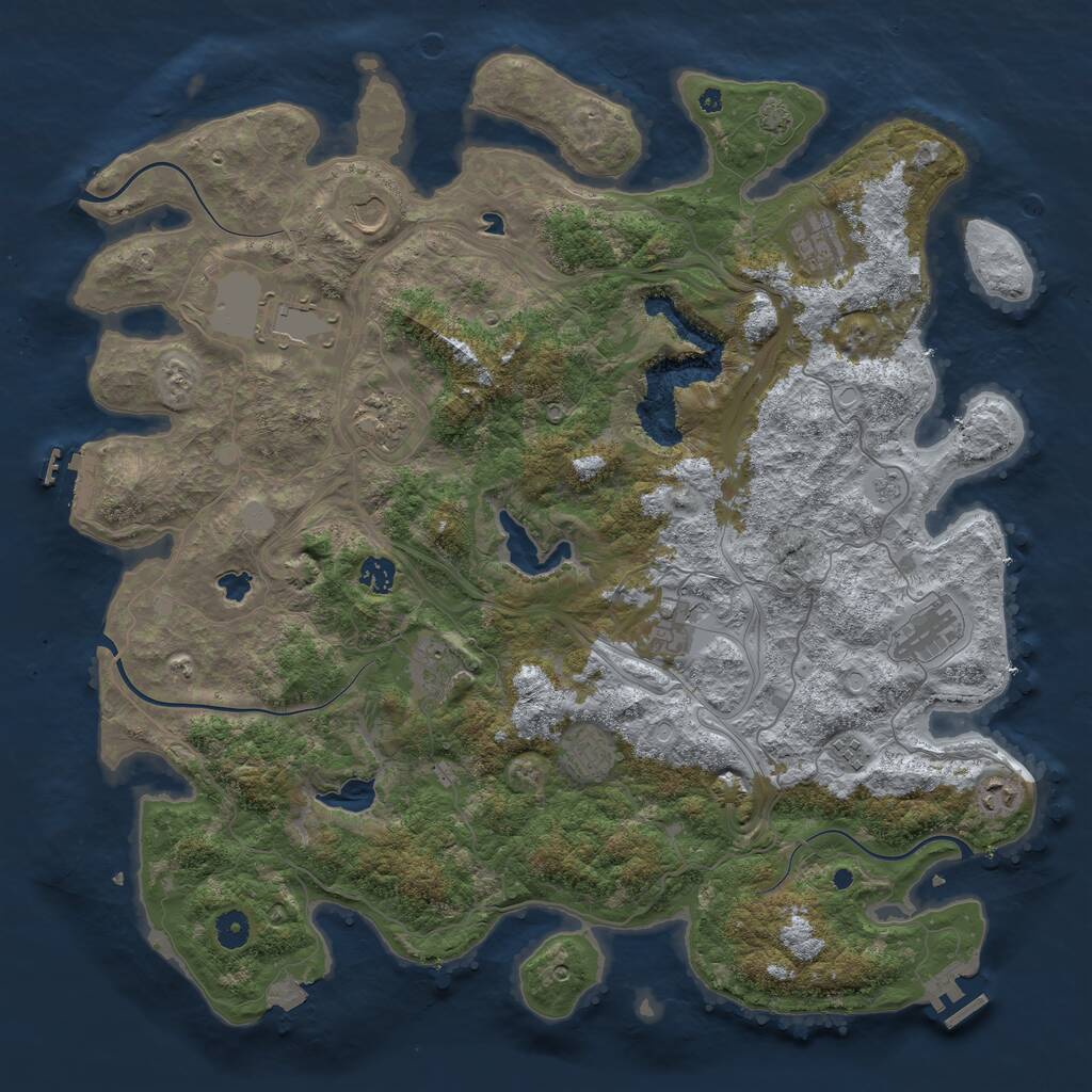 Rust Map: Procedural Map, Size: 4500, Seed: 1257015037, 16 Monuments