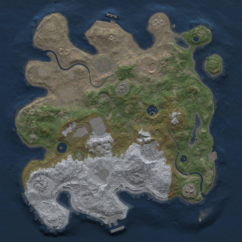 Rust Map: Procedural Map, Size: 3500, Seed: 1628652213, 16 Monuments