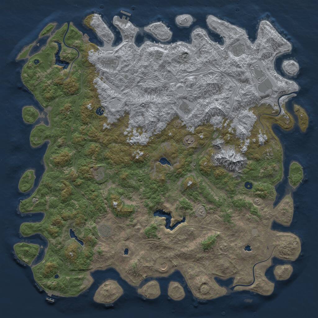 Rust Map: Procedural Map, Size: 6000, Seed: 723716433, 17 Monuments