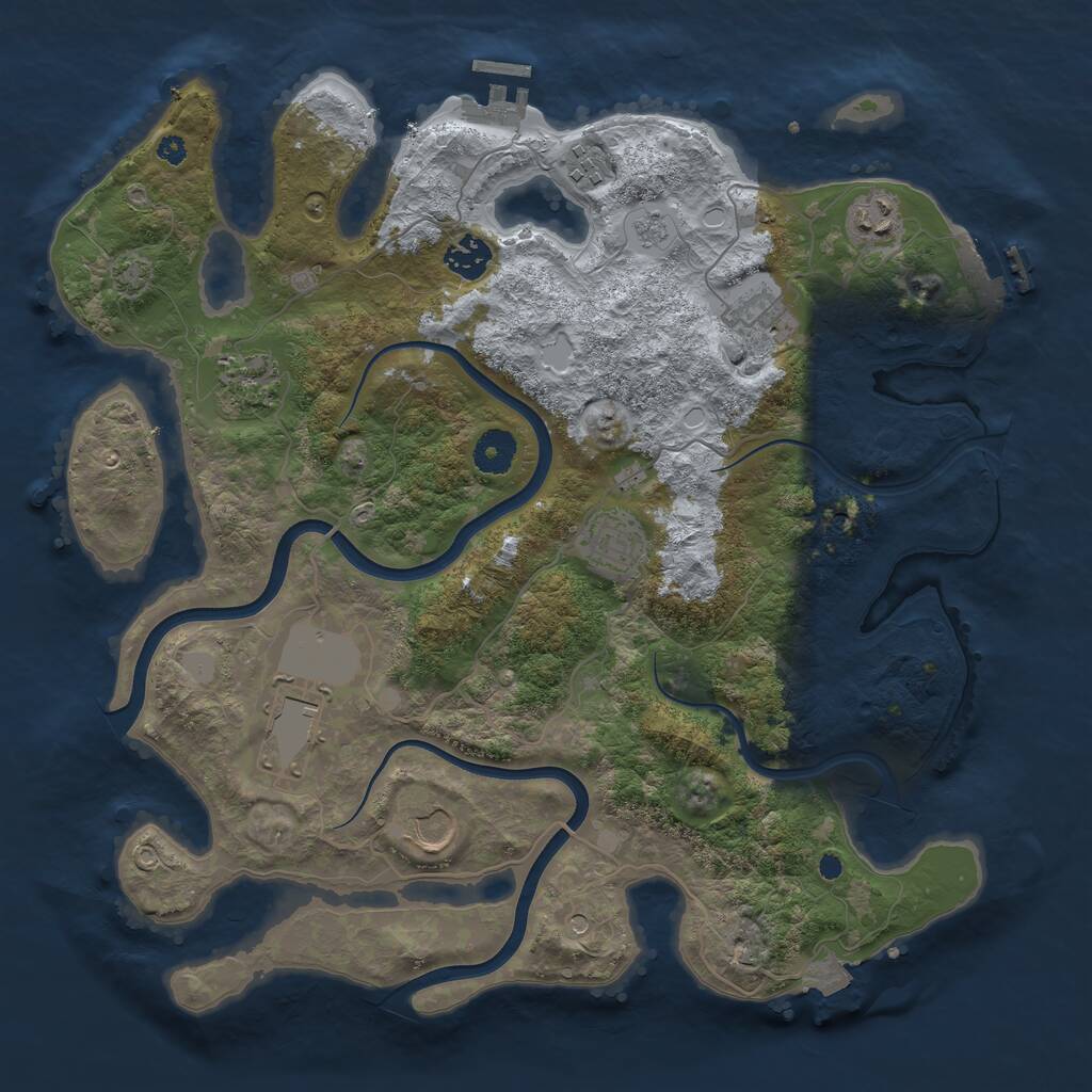 Rust Map: Procedural Map, Size: 3750, Seed: 483468845, 14 Monuments