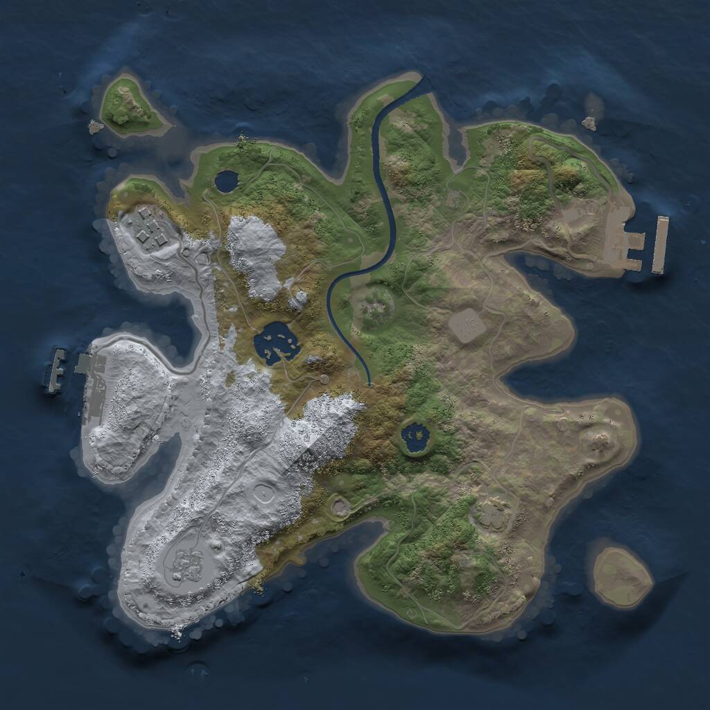 Rust Map: Procedural Map, Size: 2500, Seed: 1388, 7 Monuments