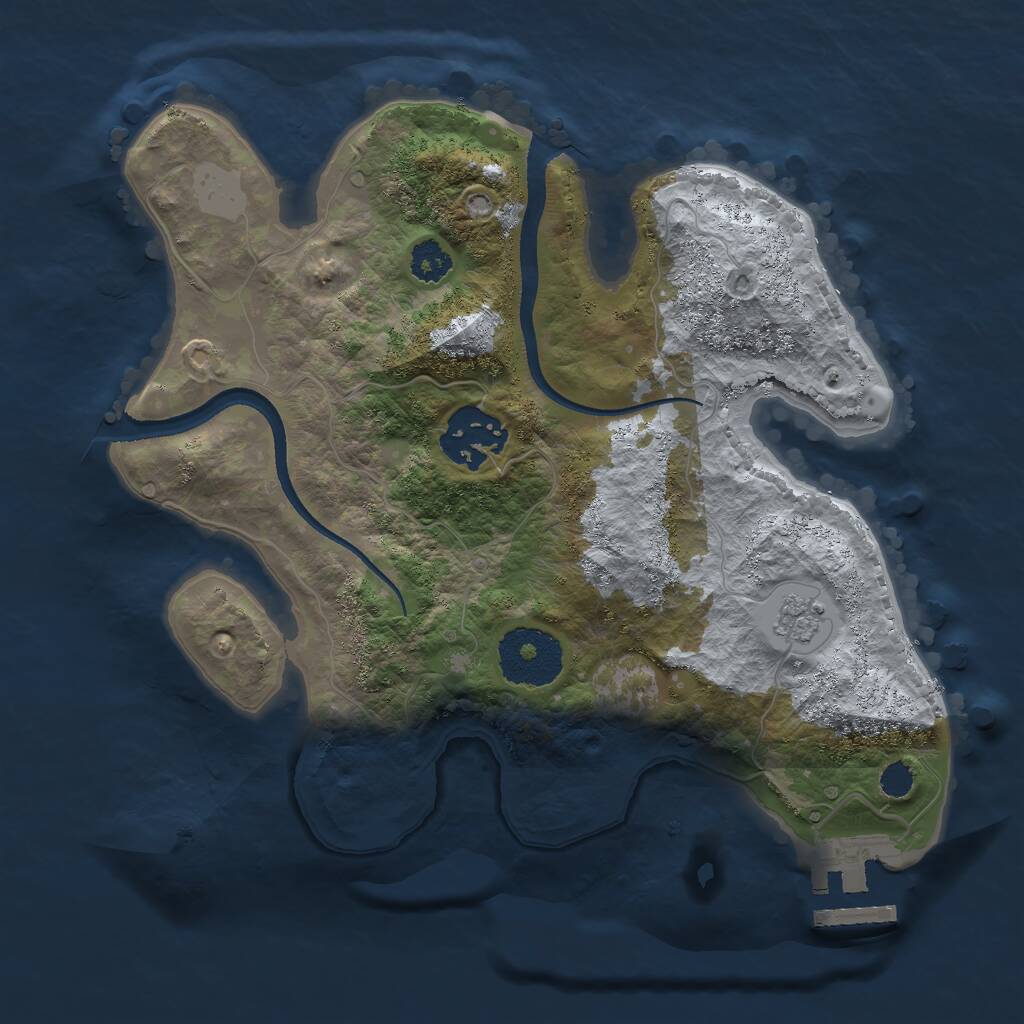 Rust Map: Procedural Map, Size: 2500, Seed: 3190327, 4 Monuments