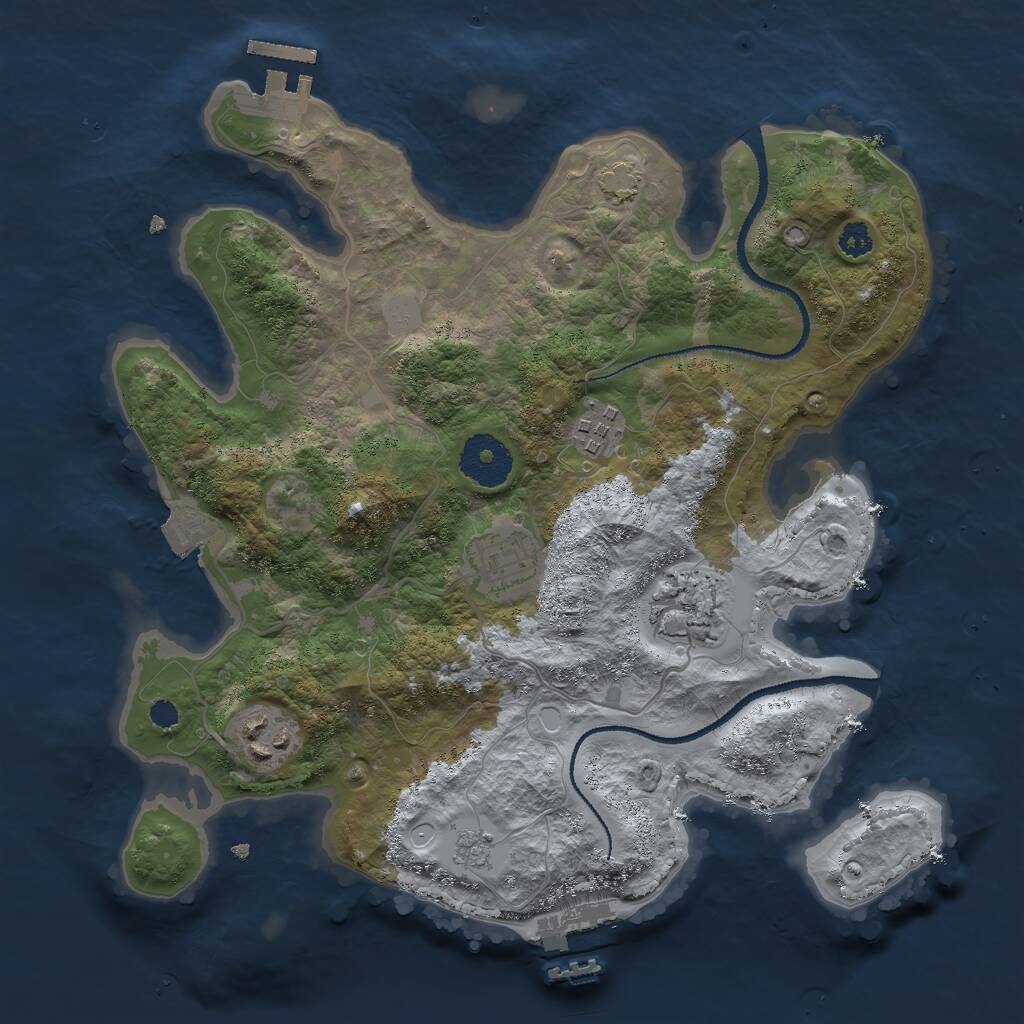 Rust Map: Procedural Map, Size: 3000, Seed: 560790369, 9 Monuments
