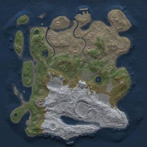 Thumbnail Rust Map: Procedural Map, Size: 3500, Seed: 98661615, 14 Monuments