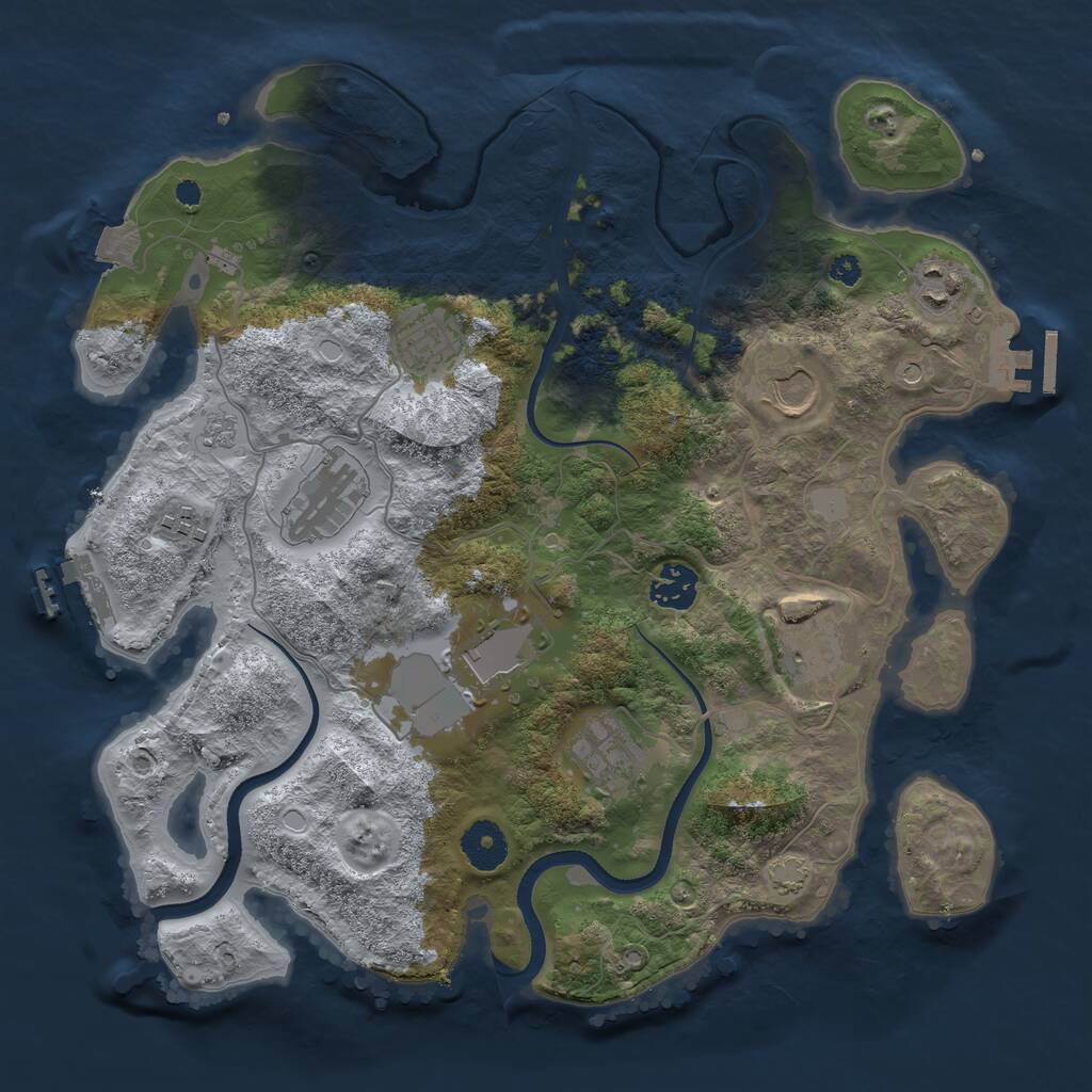 Rust Map: Procedural Map, Size: 3500, Seed: 26819543, 15 Monuments