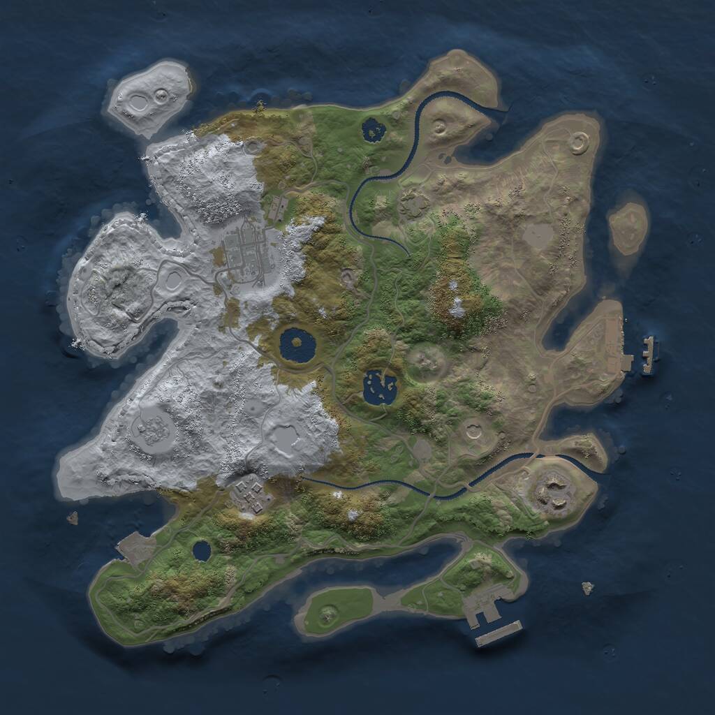 Rust Map: Procedural Map, Size: 3000, Seed: 23948, 10 Monuments