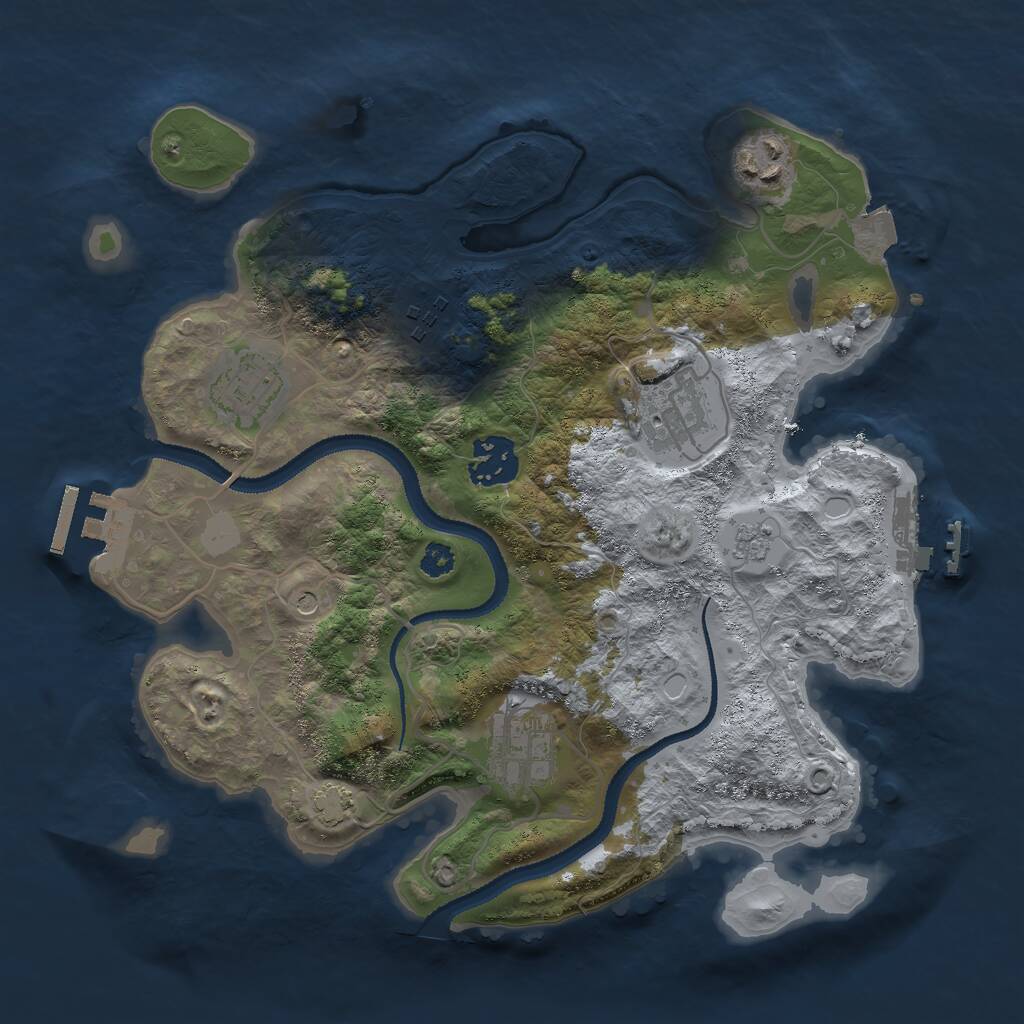 Rust Map: Procedural Map, Size: 3000, Seed: 1361815145, 12 Monuments