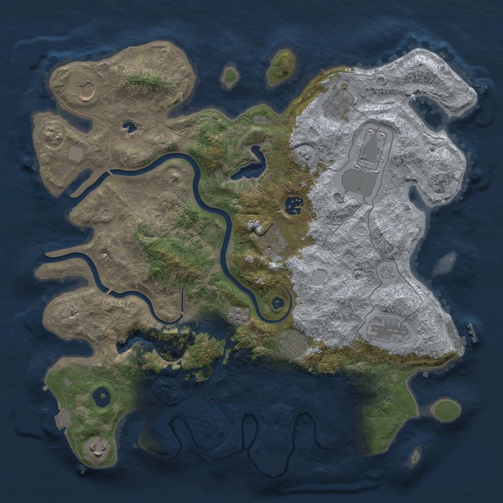 Rust Map: Procedural Map, Size: 4000, Seed: 523463, 14 Monuments