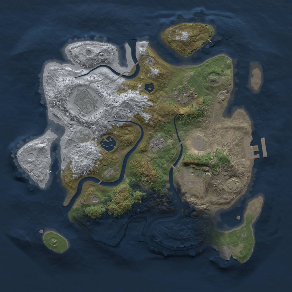 Rust Map: Procedural Map, Size: 3000, Seed: 43724, 9 Monuments
