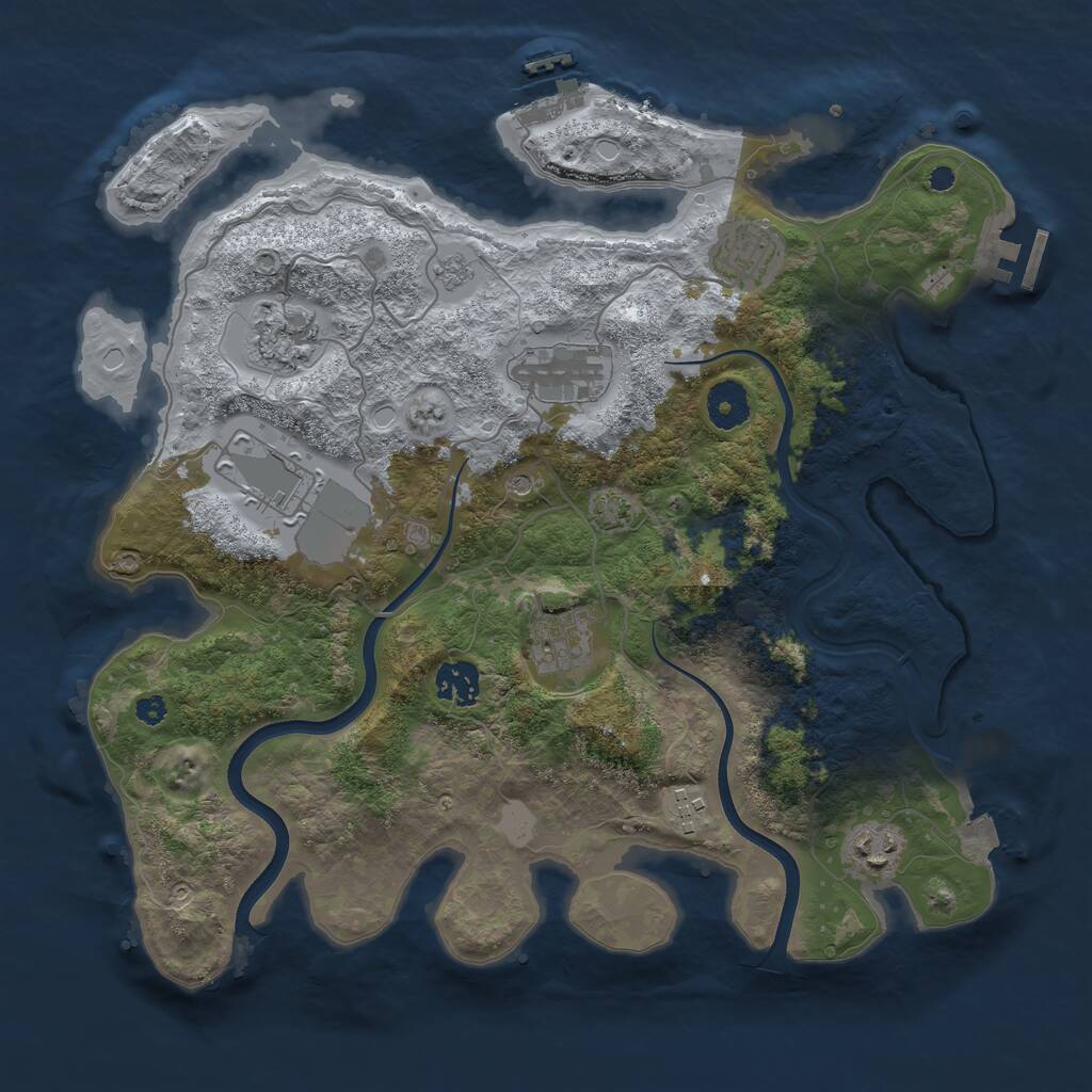 Rust Map: Procedural Map, Size: 3600, Seed: 9045736, 14 Monuments