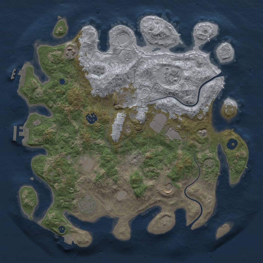 Rust Map: Procedural Map, Size: 3700, Seed: 888631839, 15 Monuments