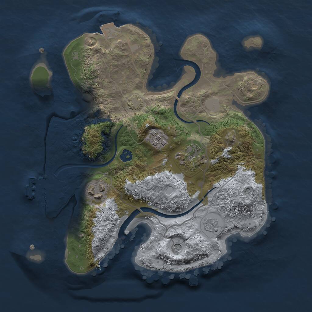 Rust Map: Procedural Map, Size: 2500, Seed: 349022603, 8 Monuments