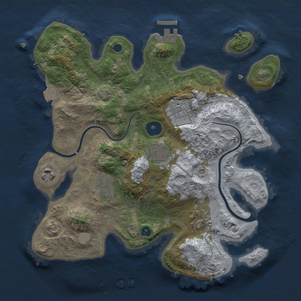 Rust Map: Procedural Map, Size: 3000, Seed: 432423, 9 Monuments