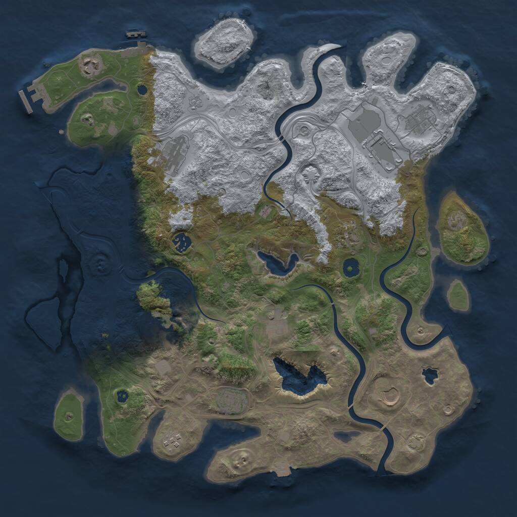Rust Map: Procedural Map, Size: 4250, Seed: 1206417007, 17 Monuments