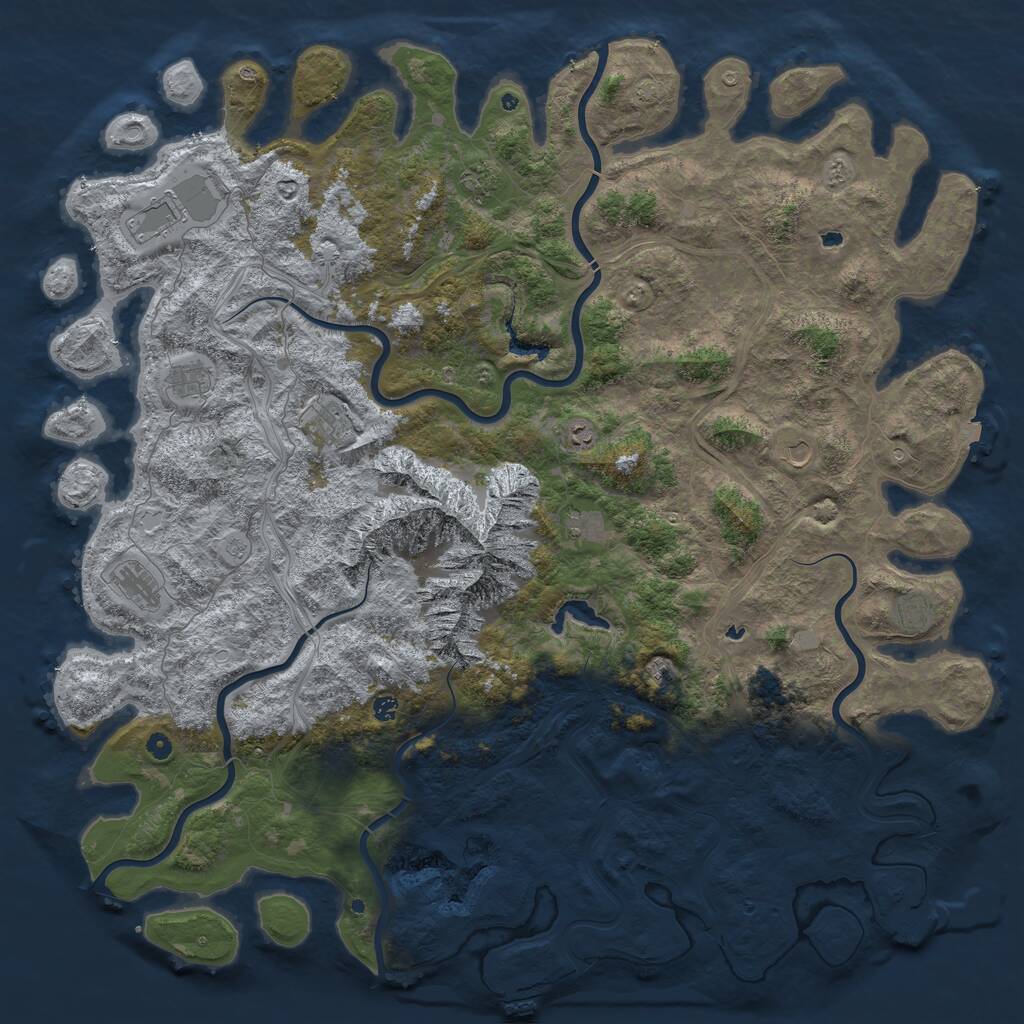 Rust Map: Procedural Map, Size: 6000, Seed: 94622842, 17 Monuments