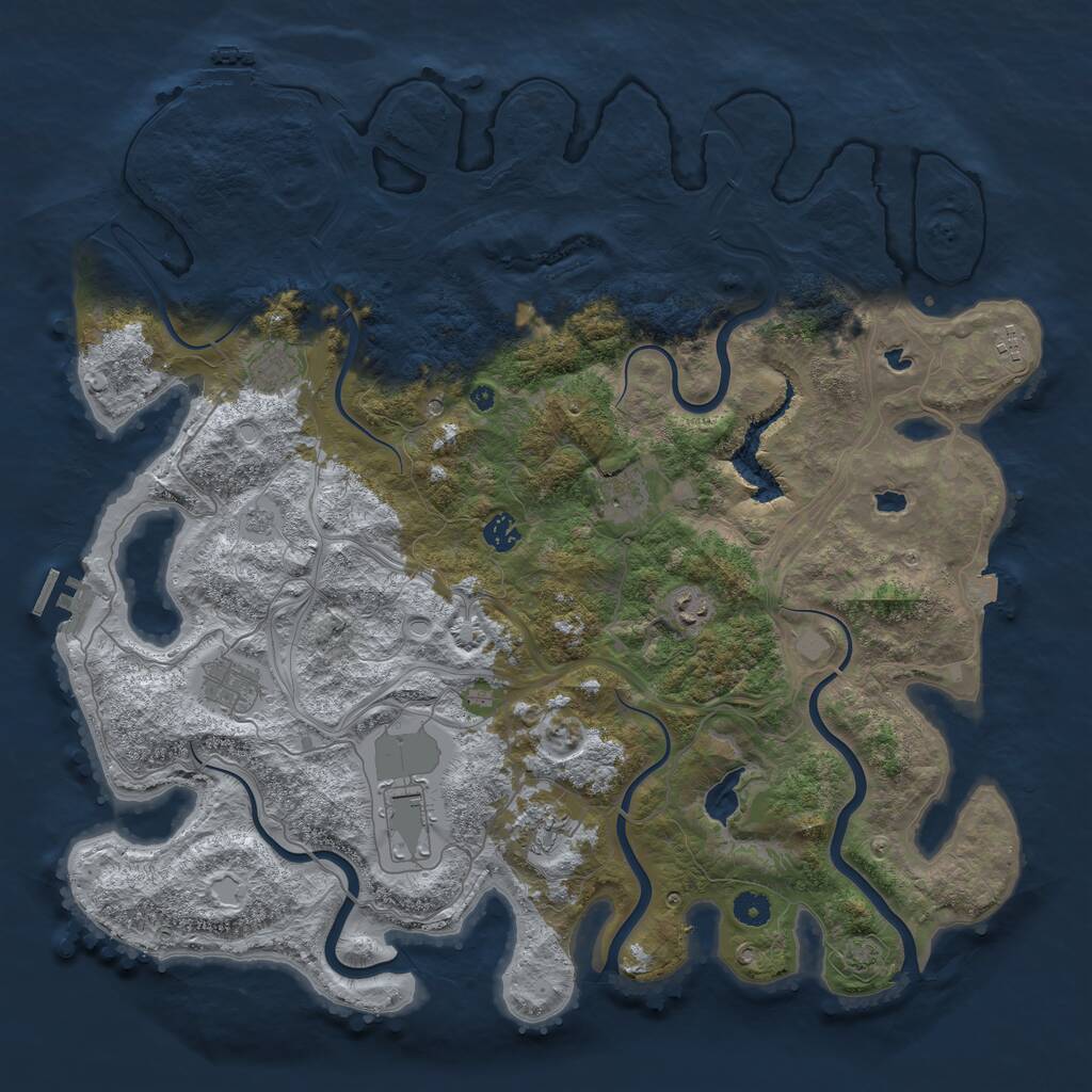 Rust Map: Procedural Map, Size: 4500, Seed: 985461644, 14 Monuments