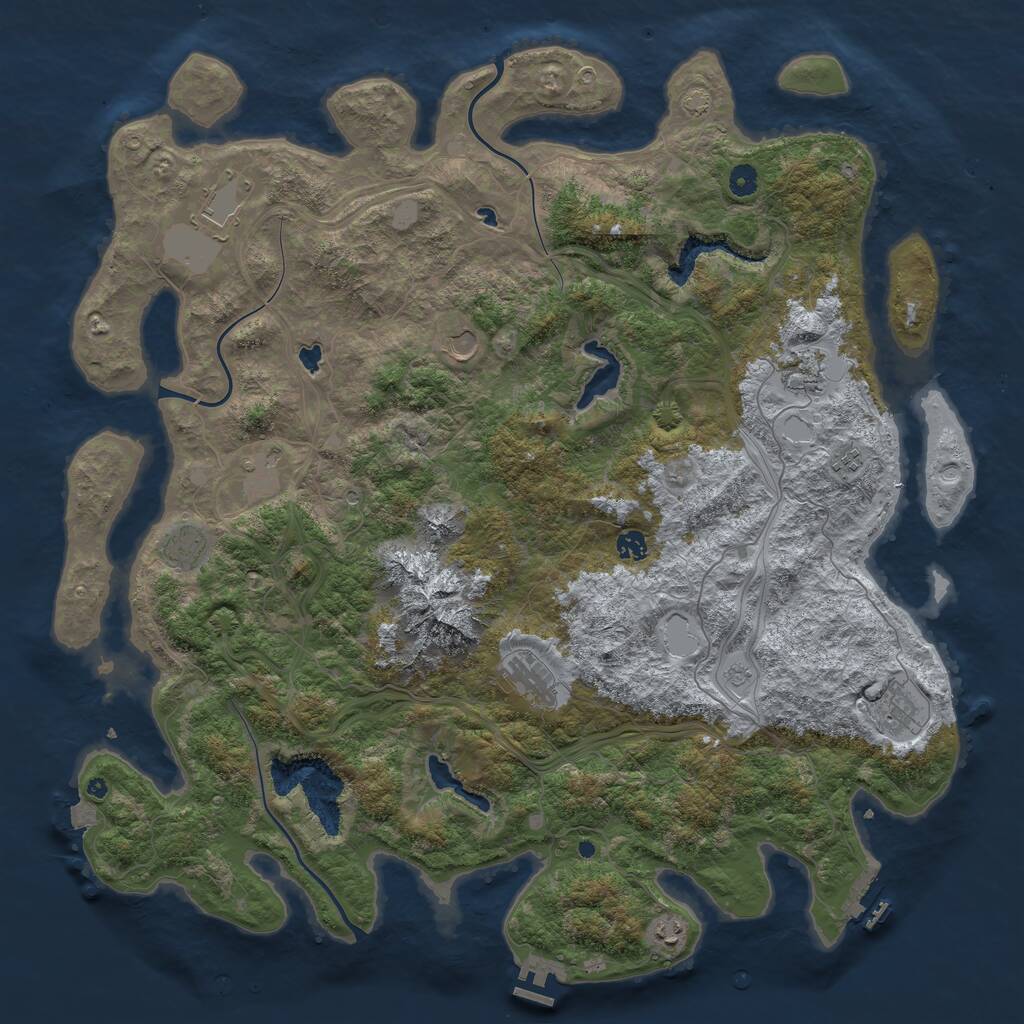 Rust Map: Procedural Map, Size: 5000, Seed: 629416215, 16 Monuments