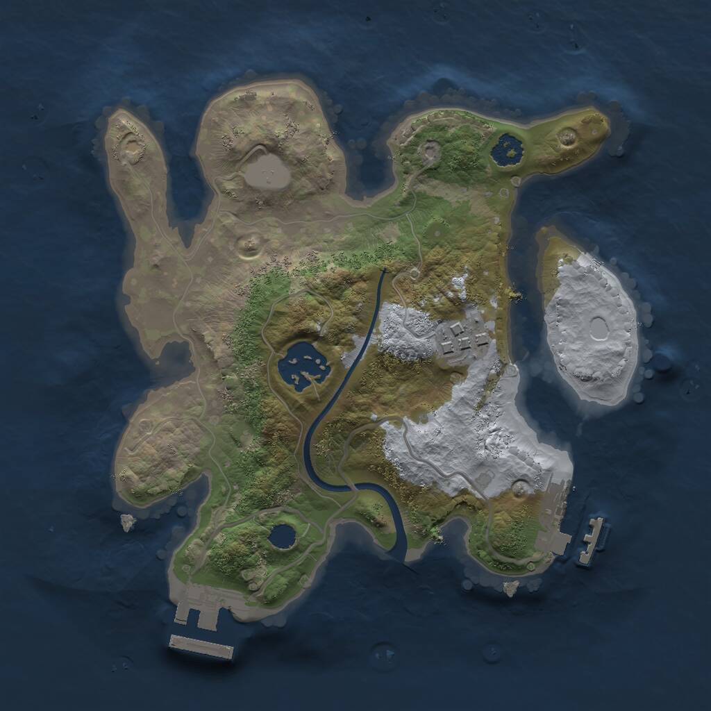 Rust Map: Procedural Map, Size: 2250, Seed: 1274874058, 5 Monuments