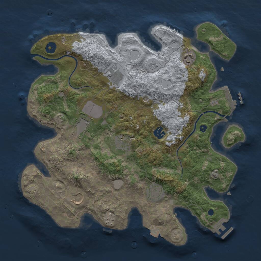 Rust Map: Procedural Map, Size: 3500, Seed: 568951845, 14 Monuments