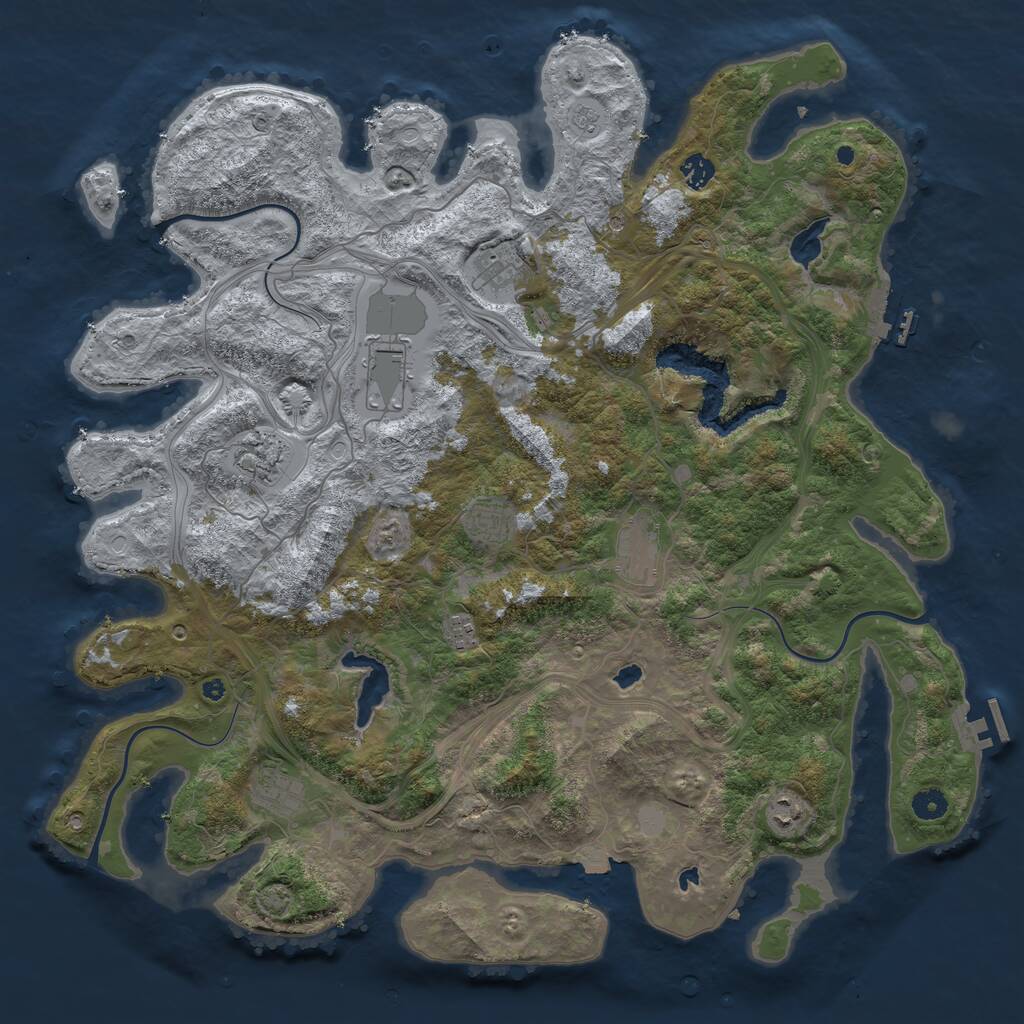 Rust Map: Procedural Map, Size: 4600, Seed: 55555, 15 Monuments
